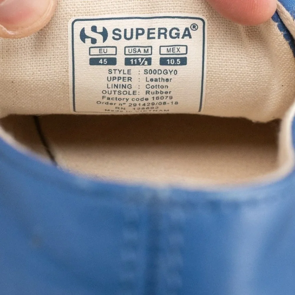 Superga Mena 11.5 Low Top Classic Sneakers Leather Blue Summer Boat Shoe